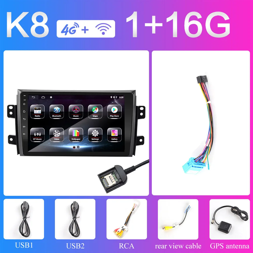 K8 1G 2 din 2.5D Android 8,1 автомобиль радио мультимедиа плеер для Suzuki SX4 2006 2007 2008 2009 2010 2011 2012 2013 gps навигации - Цвет: K8 1G