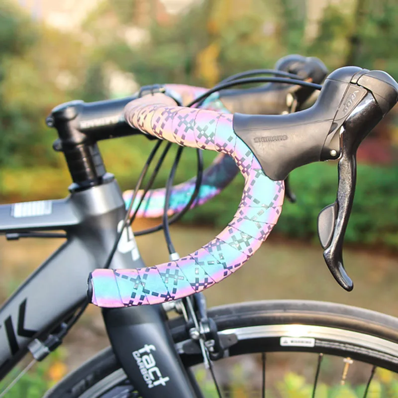 

Anti-Slip Road Bicycle Handlebar Tape Light Reflective Bike Handle Bar Grip Gradient Color-Changing Cycling Wrap Bicycle Acces