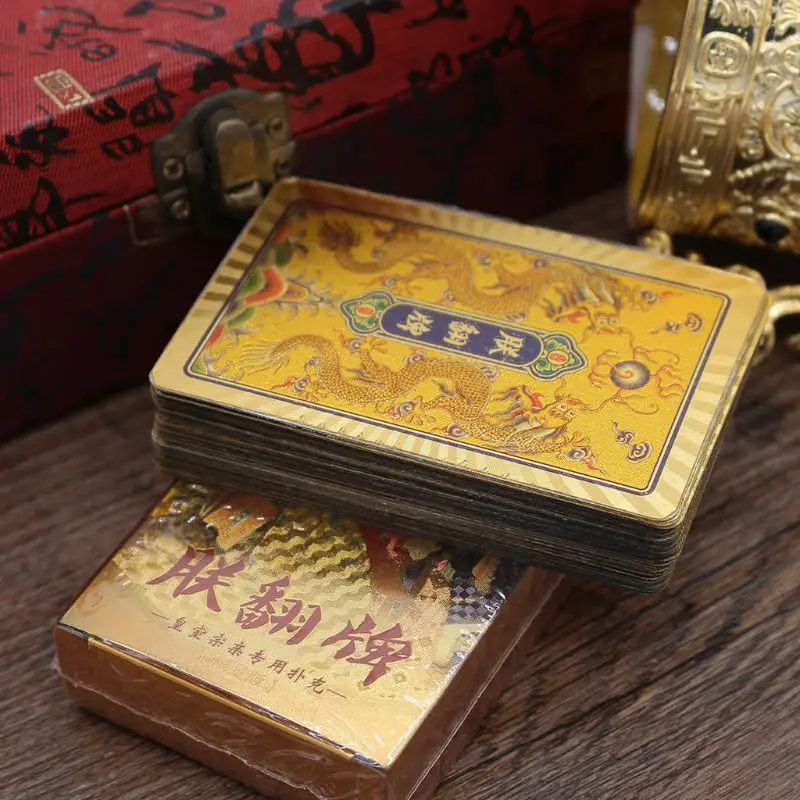 

Luxury Gold Foil Poker PVC Waterproof Playing Cards Classic Magic Tricks Tool