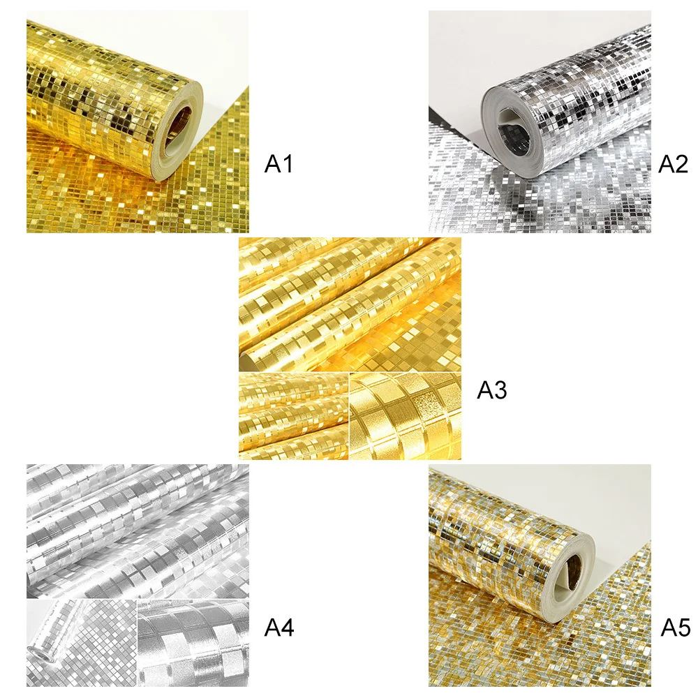 

3D Stereo Embossed Mosaic Wallpaper For Hotel KTV Bar Living Room Home Decoration Supplies Golden Silvery PVC Vinyl Wallpapers
