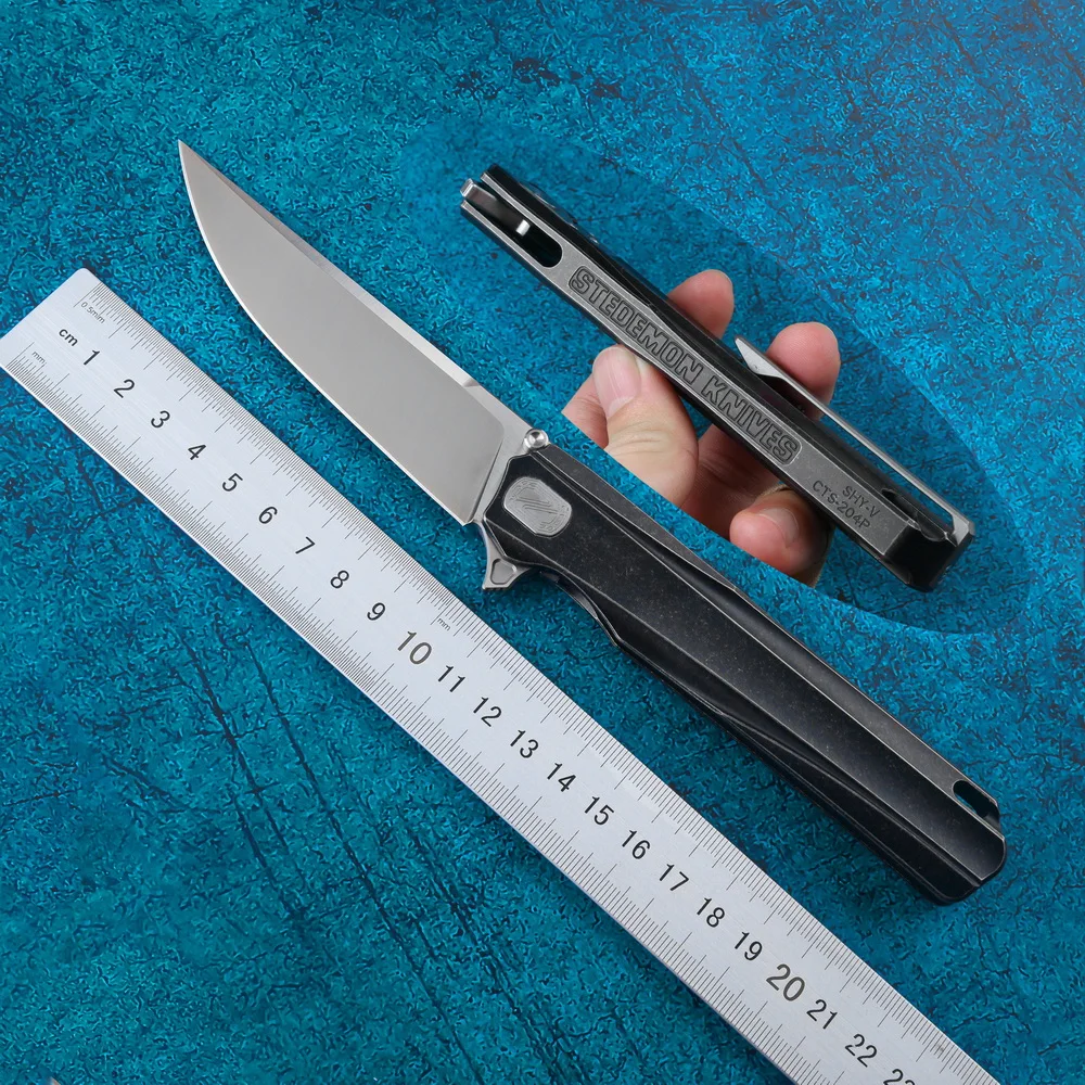 

STEDEMON SHY Solid titanium handle CTS-204P blade Flipper brearing folding knife camping hunt knives outdoor Survival EDC tool