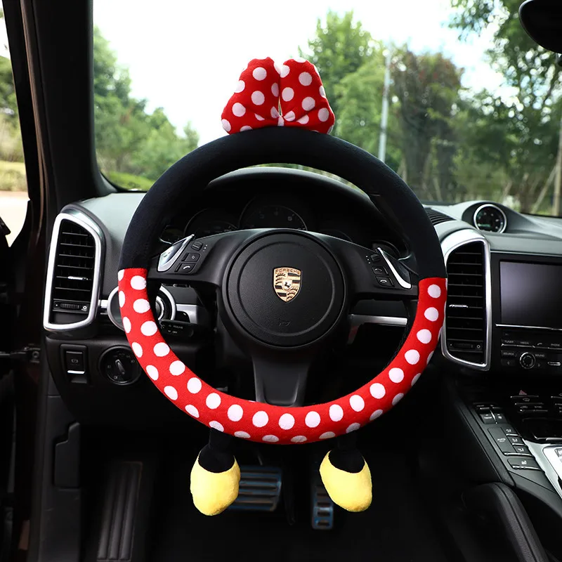 

Universal Car Cartoon Steering Wheel Cover Cute cartoon mouse Car Accessories for volkswagen bmw or tesla model 3