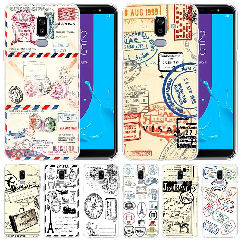 Роскошный мягкий силиконовый чехол Ретро штампы для паспорта Samsung Galaxy J8 J7 J6 J4 J2 2018