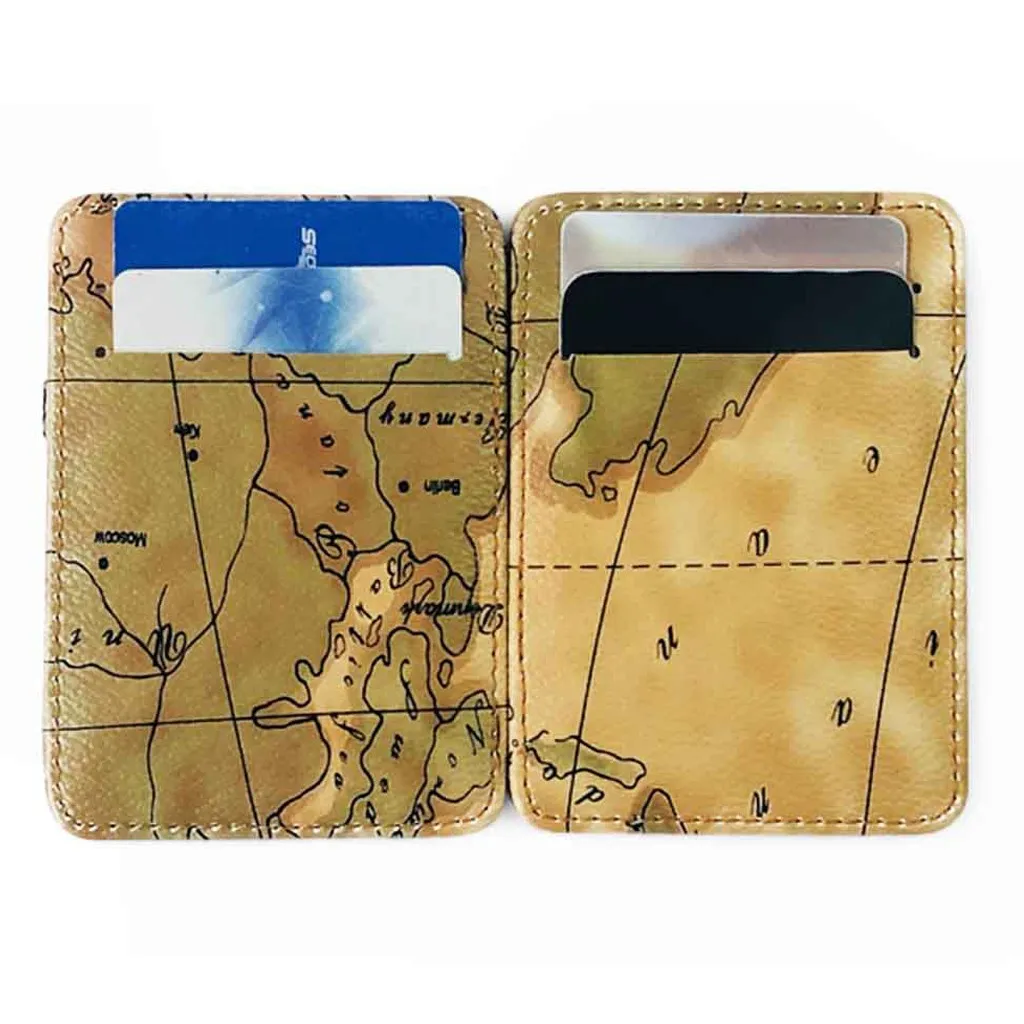 Кошелек из искусственной кожи с картинкой карты, мини-квадратный кошелек для монет с молнией, держатели для карт, элегантный дизайн, сумочки-клатч #BB.