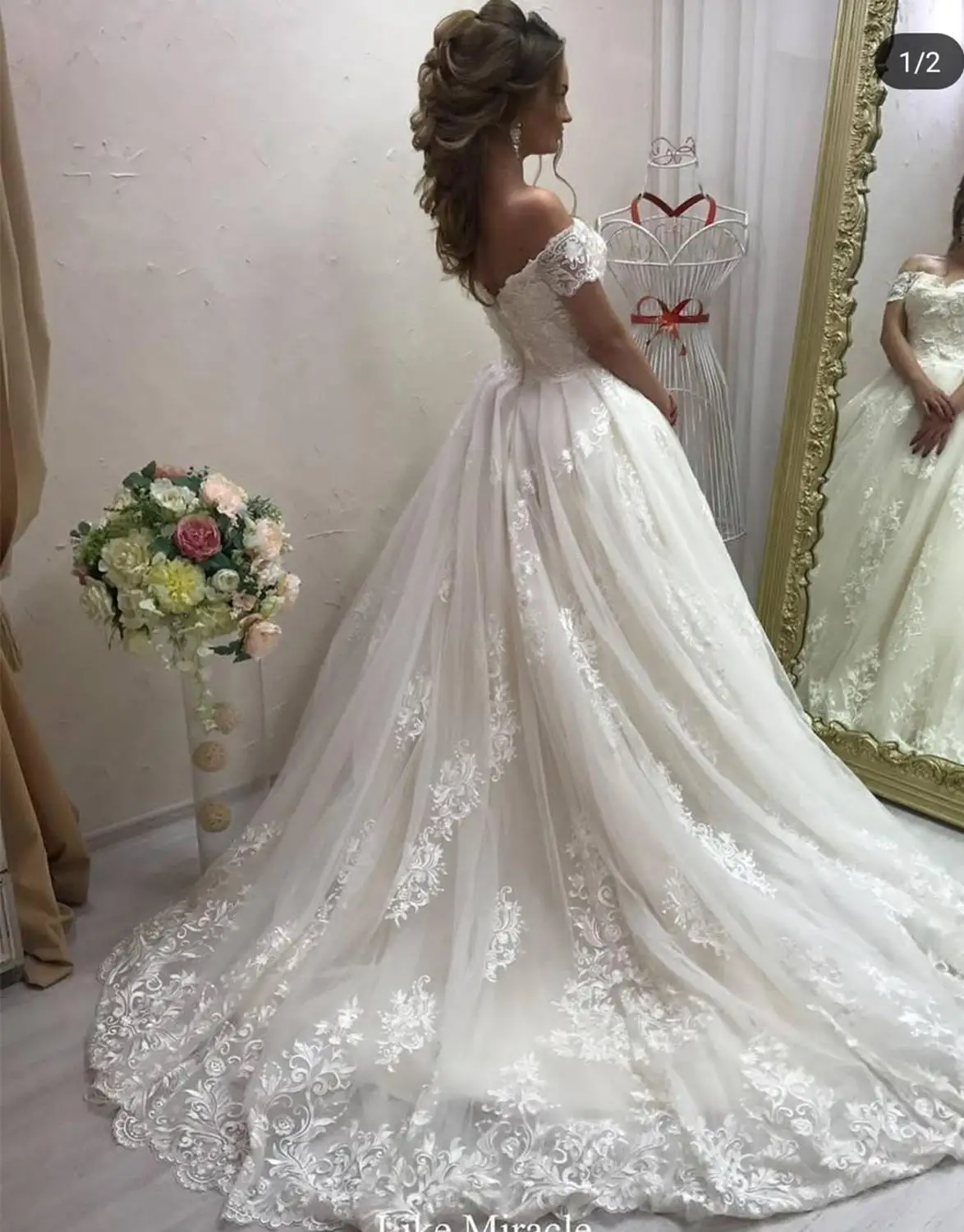 Элегантное свадебное платье длина до пола кружево Аппликации свадебные платья