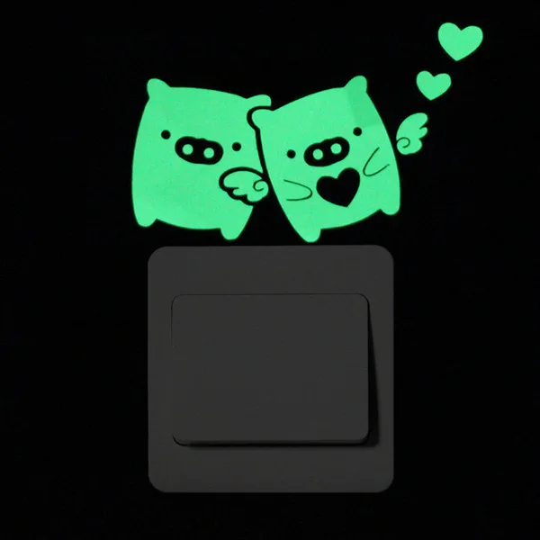 

1PC Luminous Wall Sticker Cartoon Cat Star Fairy Carved Family 3D Switch Kids Room Sticker Home Decor