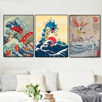 famous japanese big wave canvas painting classic anime movie poster and print modern cartoon animation picture home decoration