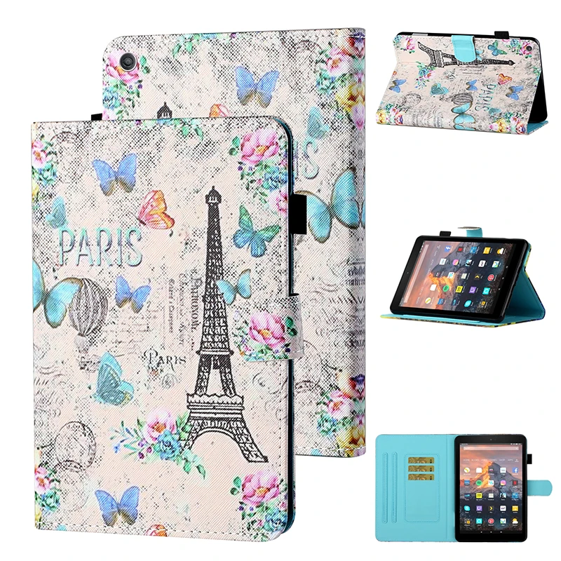 

Cartoon Smart Cover for Kindle Fire HD 10 2019 2017 2015 Leather Case with Pencil Holder for Kindle Fire HD 10
