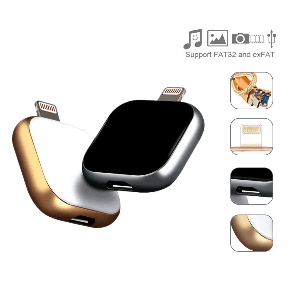 Otg USB флеш-накопитель 32 Гб 64 128 ГБ 256 металлический стеклянный Флешка Android Lightning 2 в 1
