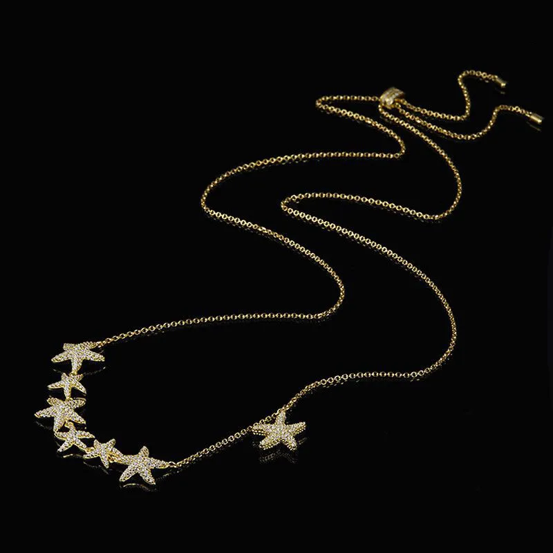

Fashion 925 Sterling Silver Gold Color Earrings Necklace Bracelet Starfish Luxury Brand Monaco Jewelry For Women Party Gift