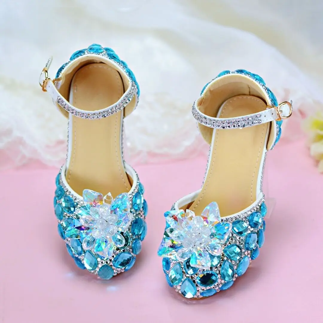 

Босоножки детские кожаные с бантом и кристаллами, для девочек