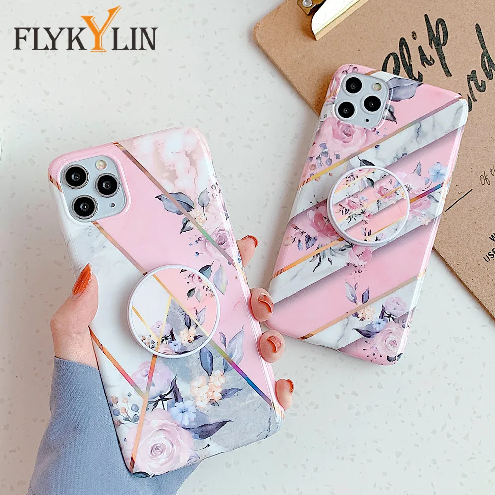 Чехол FLYKYLIN с подставкой под мрамор для IPhone SE 2020 11 Pro Max XR X XS 7 8 Plus задняя крышка