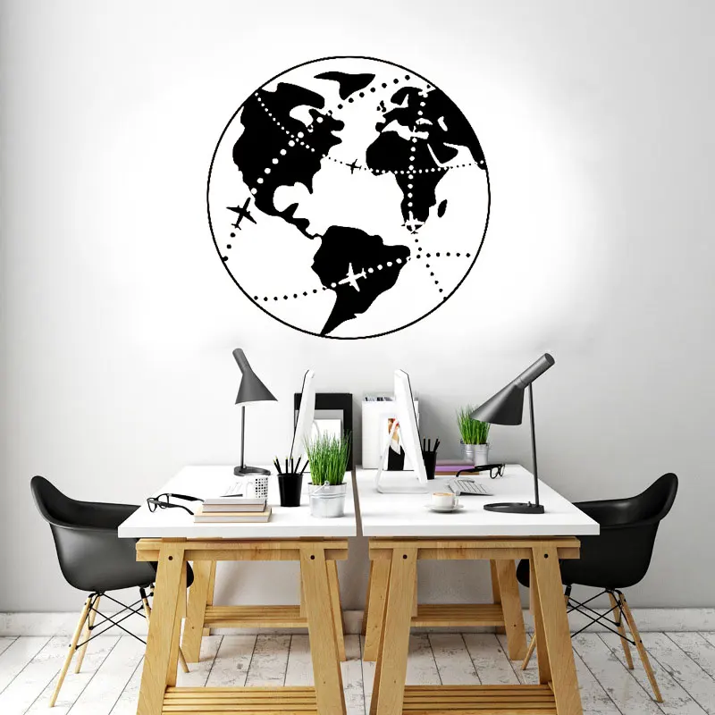 

Earth Nature Globe World Map Wall Sticker Vinyl Home Decor Living Room Travel Plane Office Studio Decals Removable Mural A527