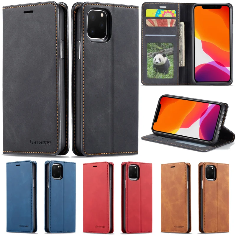 Деловой магнитный мягкий кожаный чехол для iPhone 13 12 11 Pro Max XS X XR 8 7 6S 6 Plus 5 цветов SE