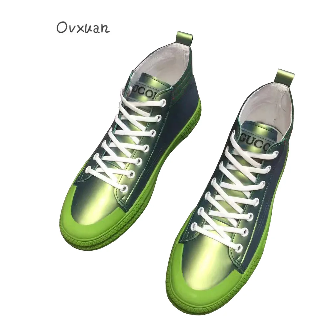 

OVXUAN Martin Boots Street Style Concise Design Basic Walking Bright Leather Thick Platform Men Shoes Ankle Botas Hombre 2021