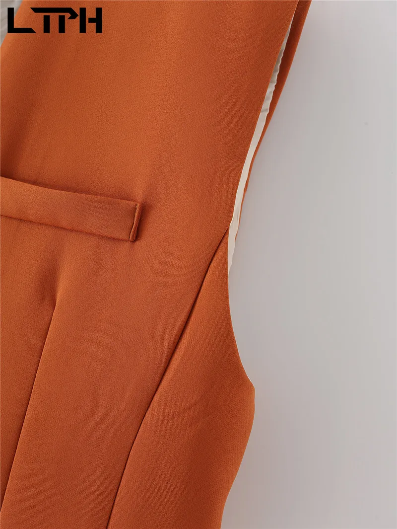 LTPH-chalecos vintage sencillos para mujer, chaqueta lisa sin mangas de estilo coreano con cuello de pico, chaqueta de una sola botonadura, chaleco, novedad de verano 2021