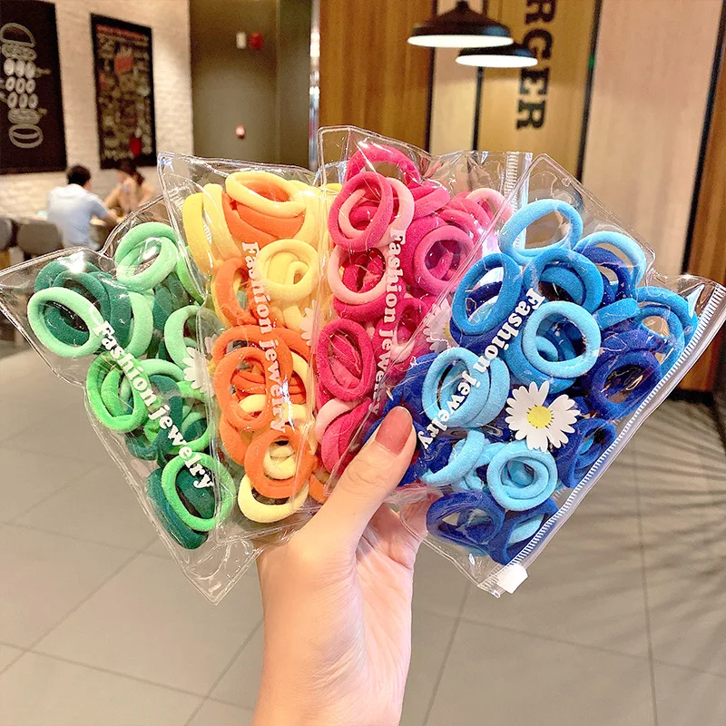 50/Set beb&eacute; chicas caramelo de Nylon colorido peque&ntilde;o el&aacute;stico bandas para el pelo de los ni&ntilde;os de cola de caballo titular Scrunchie diadema Ni&ntilde;os Accesorios-0