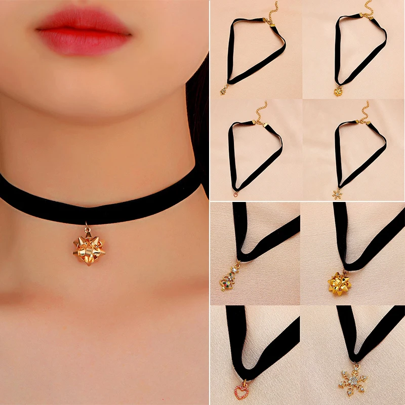 

The New Black Velvet Choker Necklace Ladies Flannel Pendant Necklace Women‘s Rope Chain Bar Charm Friend Lover Gift Jewelry