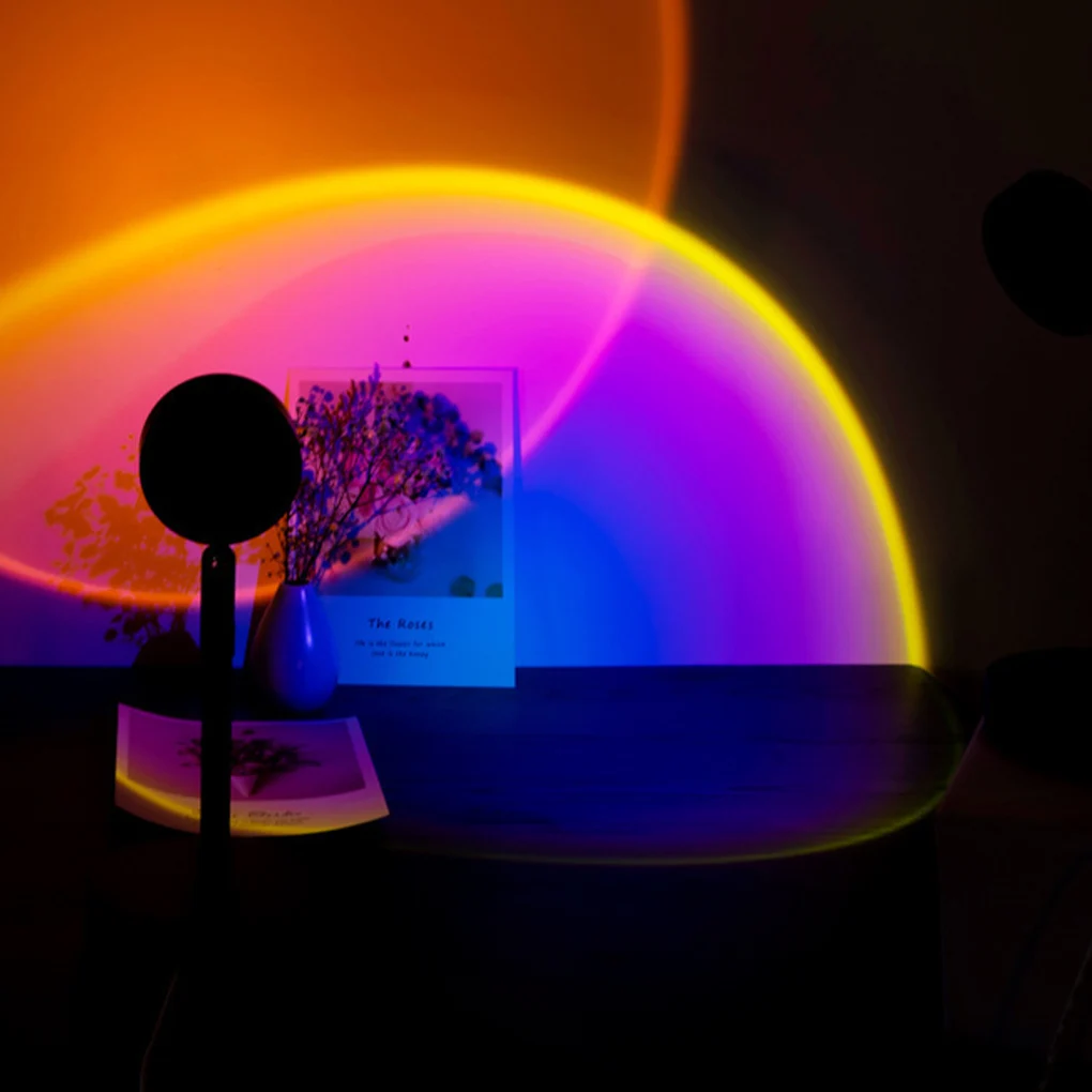 Лампа проектор с закатом радужная атмосфера светодиодный ночник для дома