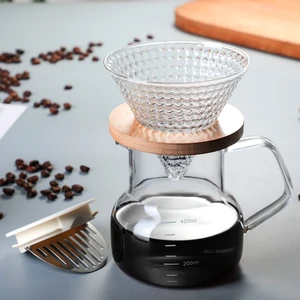 Home Office Glass Coffee Pot Coffee Set with Lid Lifting Lug Coffee Pot Hand Pot Glass Filter Cup Glass Teapot Kawaii Cups