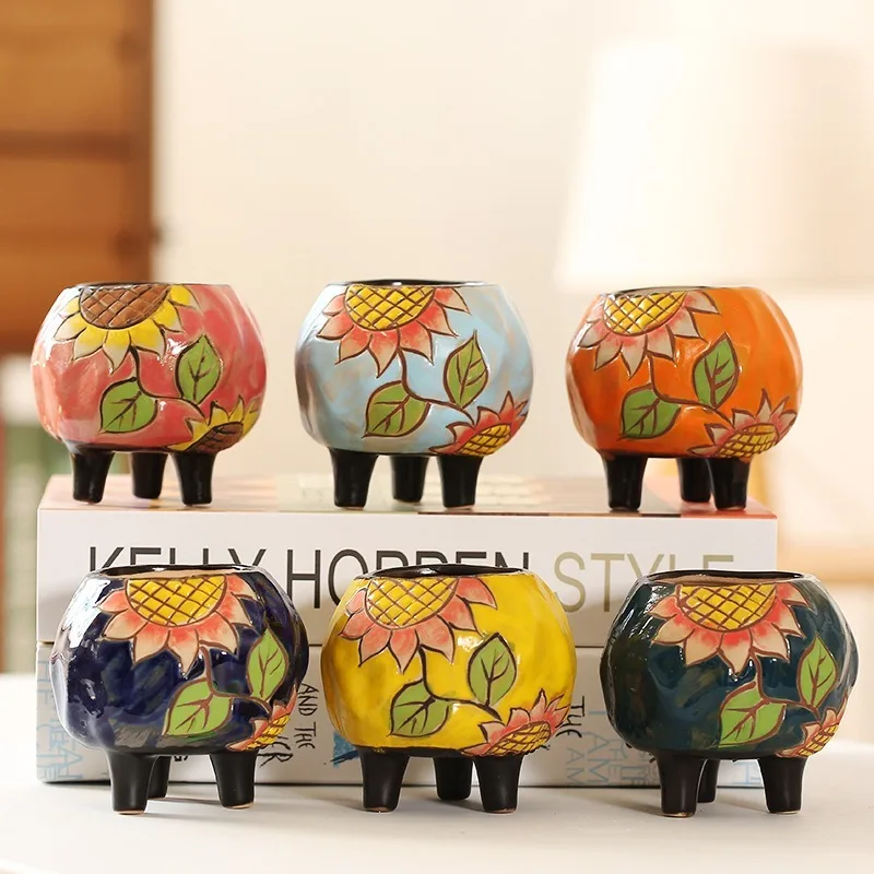 Пасторальный ветер керамический цветочный горшок креативная грубая Керамика