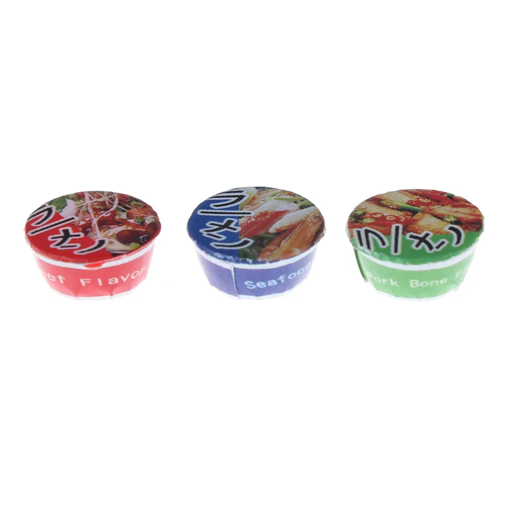 

3pcs Mini Cute 1:12 Dollhouse Kitchen Simulation Food Miniature Japanese Instant Noodle Decor Fast Food Soup
