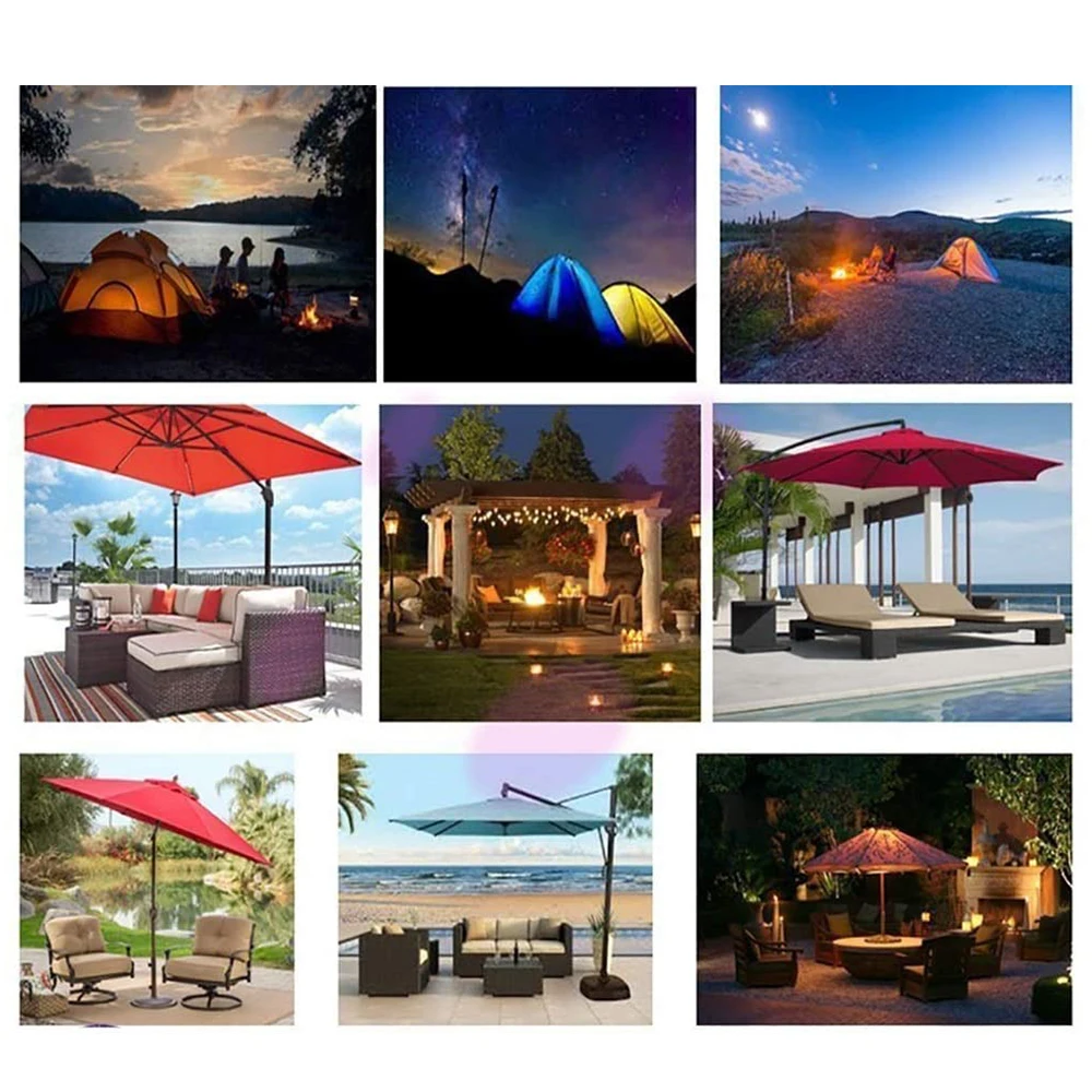 

48 LED Patio Parasol Light USB Bluetooth Speaker Cordless Pole Umbrella Light Camping Tent Lamp Outdoor Garden BBQ