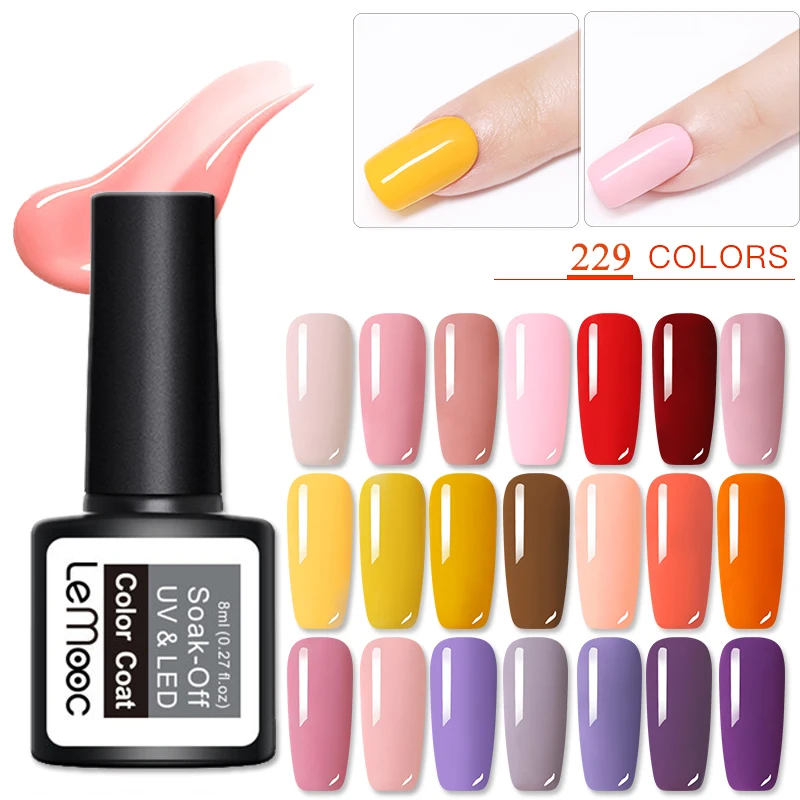 LEMOOC 8 мл Гель лак для ногтей полууф и светодиодных перманентных лаков с блестками