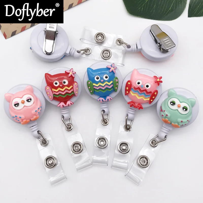 Милый мультфильм сова выдвижной значок медсестры катушка крокодил студентов