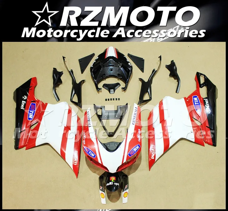 

New ABS Whole Fairings kit Fit for Ducati 848 evo 1098 1198 2007 2008 2009 2010 2011 07 08 09 10 11 Bodywork set Red white Cool