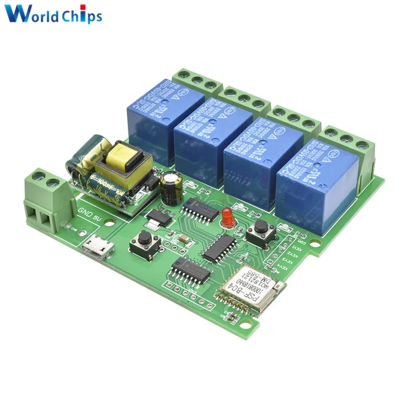 220V 4 wifi реле канала модуль с помощью приложения на телефоне Беспроводной дистанционного Управление WI-FI переключатель пробежку с встроенной функцией спуска затвора блокировки 433 м для смарт-Приспособления