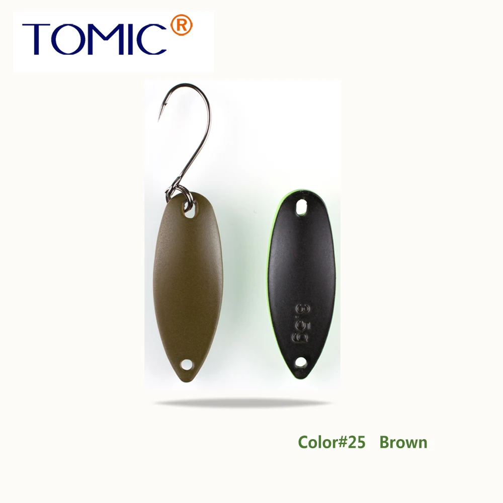 Brown Tomic 2 г 3,5 г 5,5 г латунные рыболовные лезвия 1 шт. набор сверхлегкий УФ цвет металлическая приманка микро литье форель бас ложка - Цвет: Brown