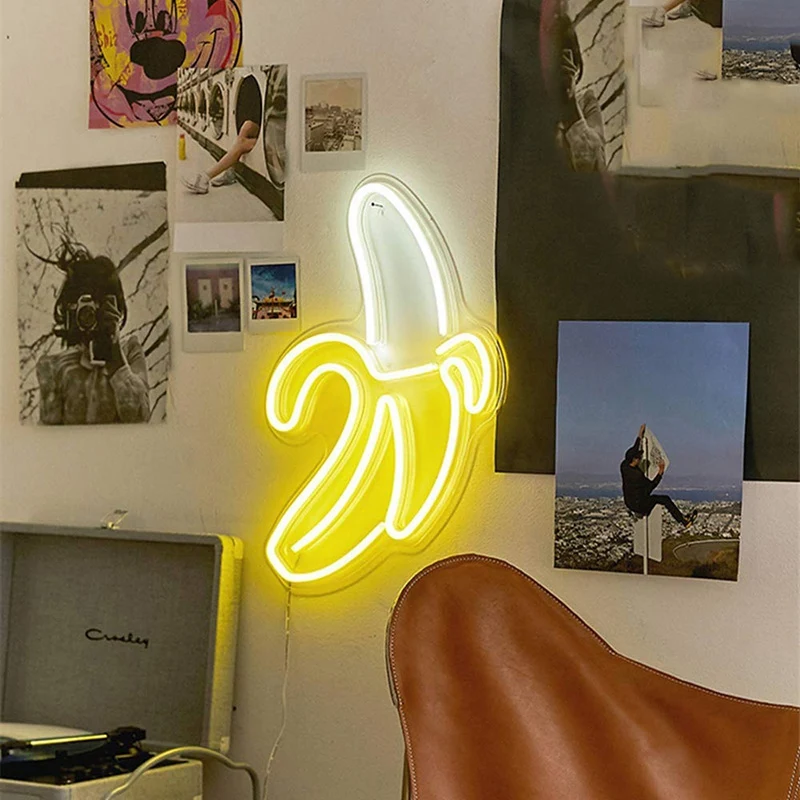 Неоновые вывески в форме банана светодиодный неоновый свет художественные