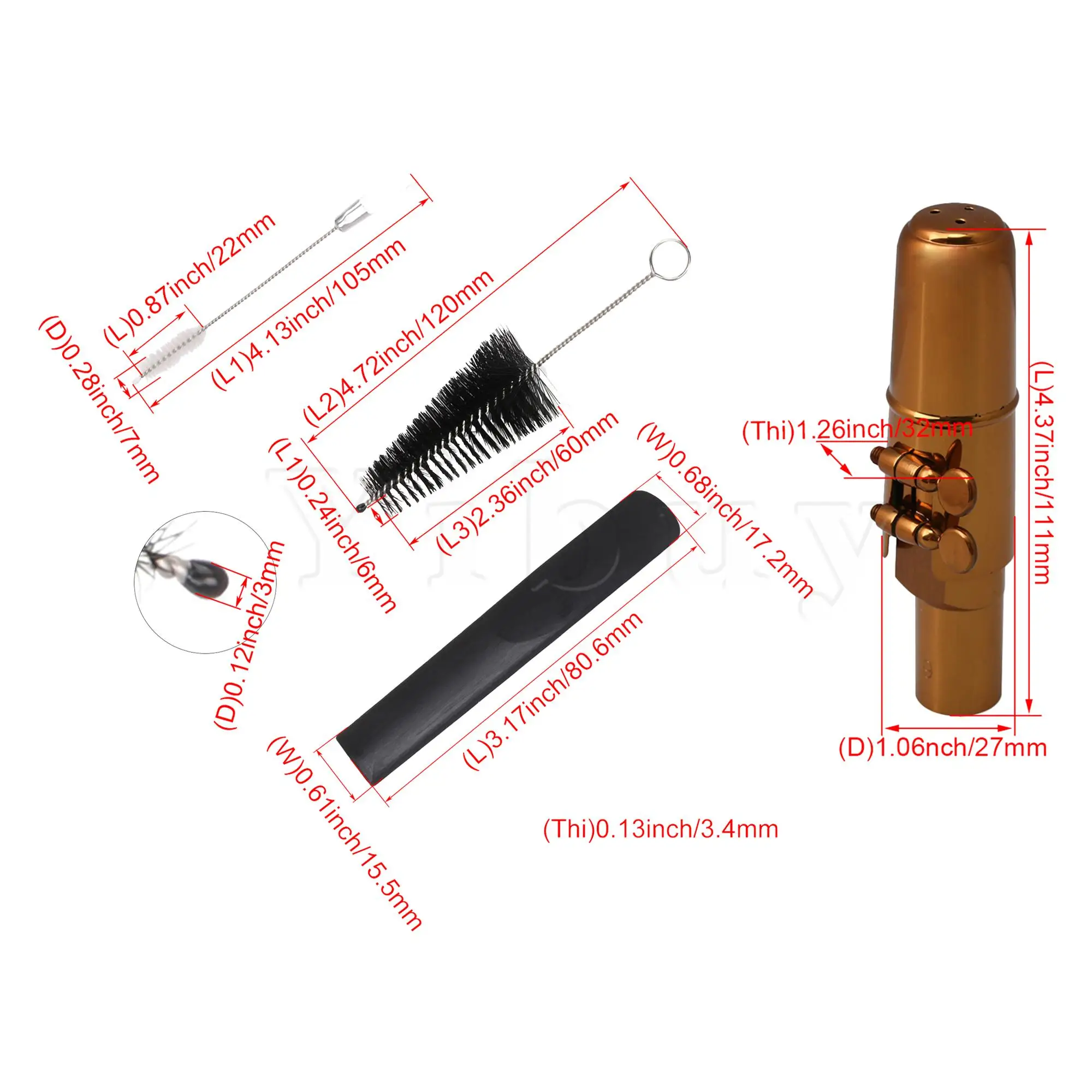 

Yibuy Rose Gold B Flat Tenor Saxophone Mouthpiece with Black Tenor Sax Reeds