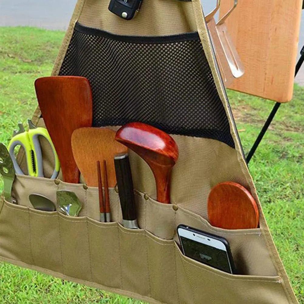 

Portable Outdoor Picnic BBQ Storage Pack Holder Camping Tableware Cutlery Storage Bag Chopsticks Spoon Fork Organizer Khaki