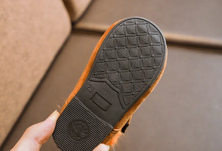 Зимние детские ботинки из натуральной кожи для мальчиков и девочек Резиновые