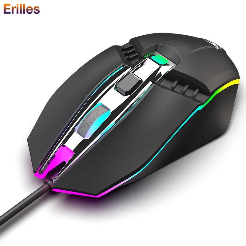 

1800dpi Ergonomic Wired Gaming Mouse RGB Backlit Computer USB Mouse Gamer 4 Button Support Macro Definition PC Laptop Mouse