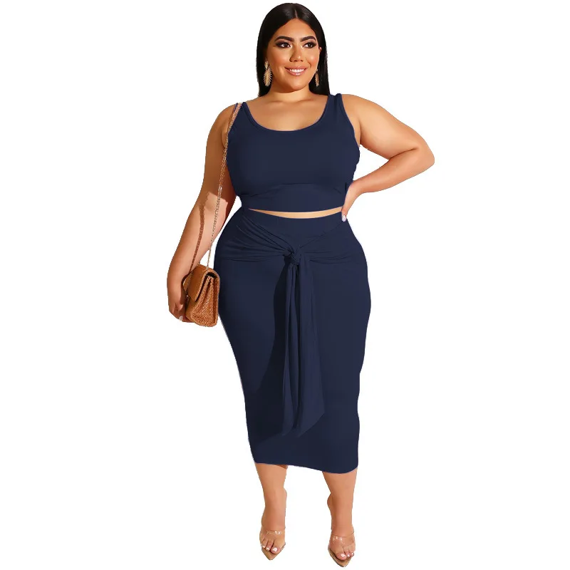 

Tossy Casual Plus Size Dresses Sets For Women Top And Midi Skirt Suit 2021 Women Clothing African Dashiki Two Piece Set Ladies