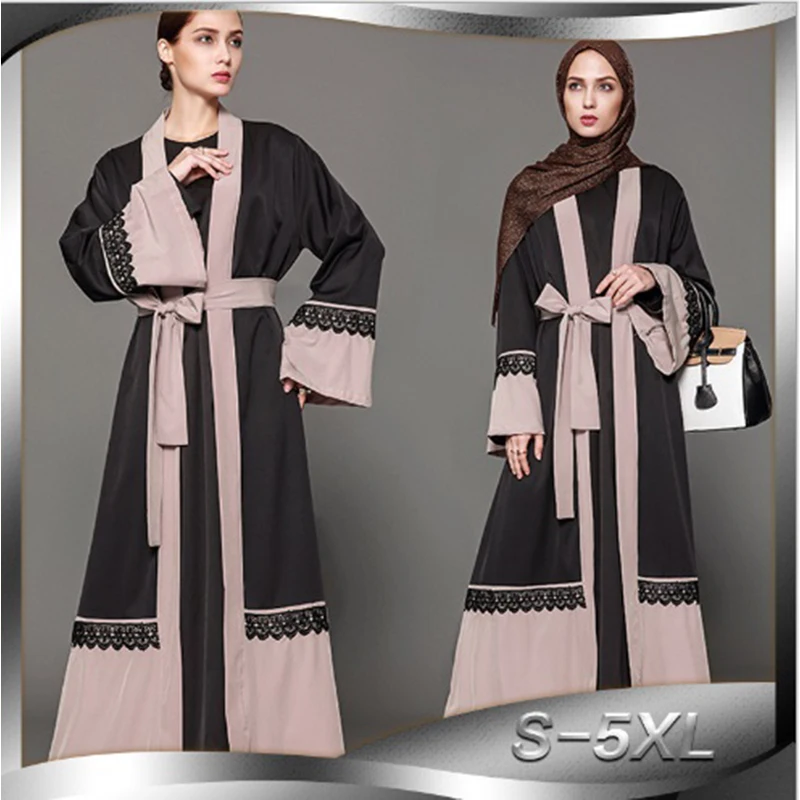 

Muslim Maxi Dress Color Abaya Cardigan Long Robe Gowns Plus Size Tunic Worship Service Musulmane Middle East Islamic Clothing