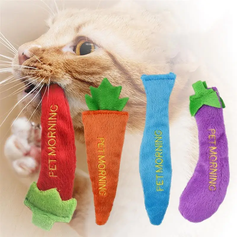 

Dorakitten 1pc Cute Cat Toy Creative Carrot Eggplant Pepper Fish Decor Catnip Toy Cat Chewing Toy Pet Supplies Cat Favors