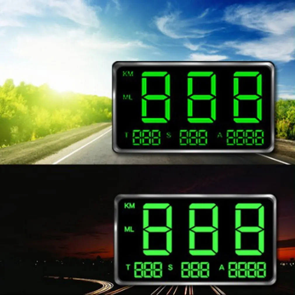 C60 GPS измеритель скорости время вождения Hud Дисплей км/ч для автомобиля велосипеда