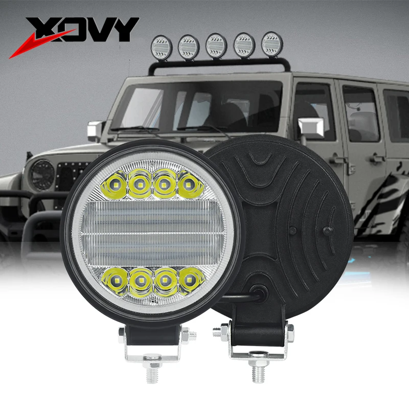 72W 24Led Work Light 24V 8000 LM 6500K Car Headlight Waterproof Led Car Light For Truck Offroad 12/24V Night Driving Lights