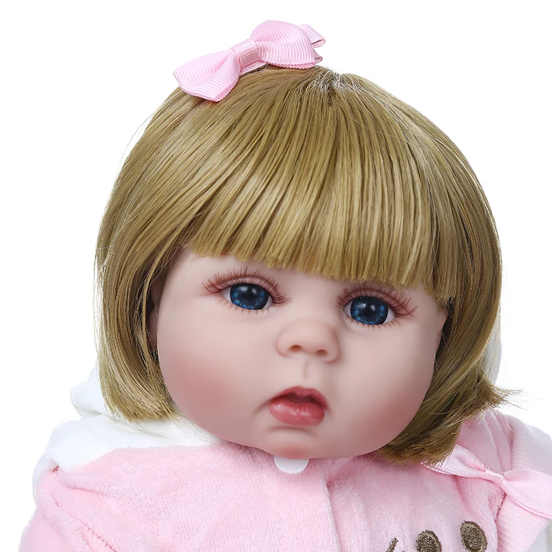 NPK 48 см Полный тела мягкие силиконовые bebe куклы для новорожденных, для девочек в розовом котенке платье набор реалистичные гибкие детские куклы