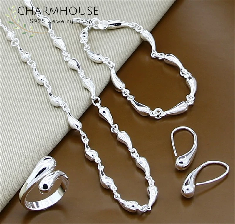 Комплект из колье серёг браслета и кольца серебра 925 пробы | Украшения аксессуары