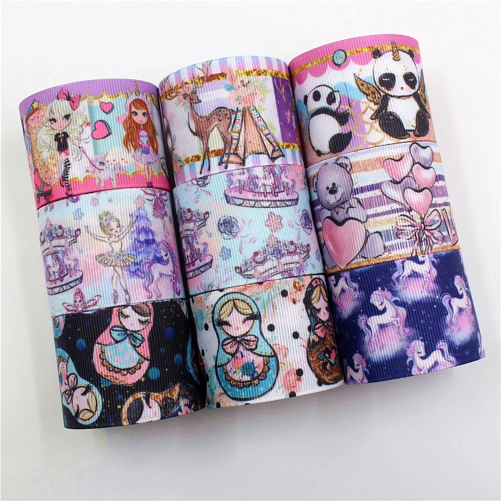 10 ярдов 1-1/2 дюйма 38 мм ленты в рубчик с мультяшным принтом аксессуары и украшения