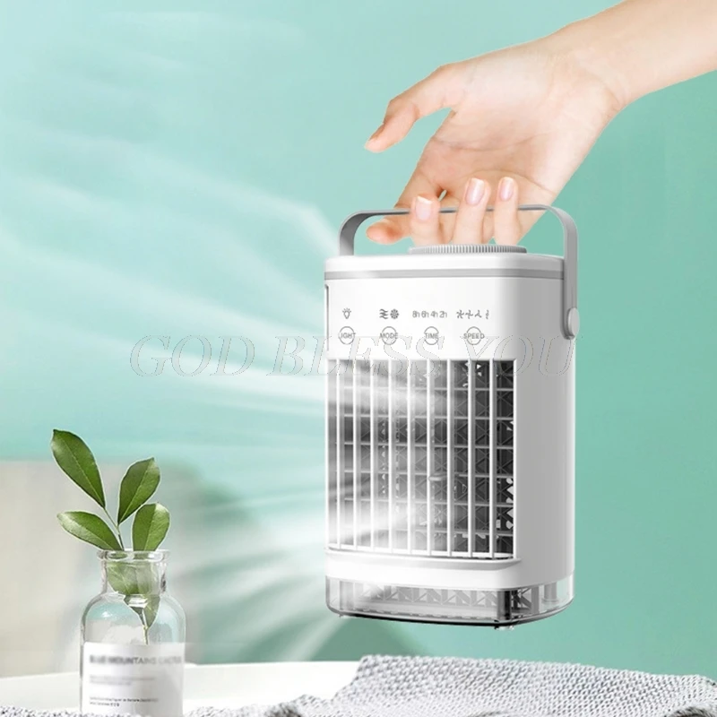 

Portable Air Conditioner Fan 4 in 1 Timing Personal Air Cooler Mini Air Conditioner with 4 Fan Speeds 7 Color LED Light