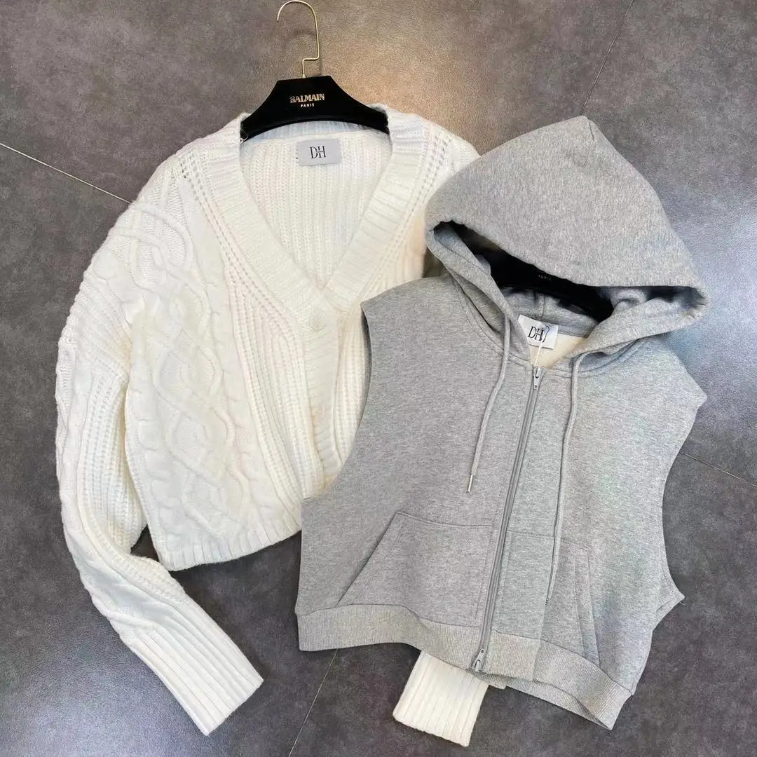 

ZCSMLL Hooded Split Knitted Women Pullover Long Sleeve White Korea Fashion Loose Casual Female Sweater 2021 Spring AF814