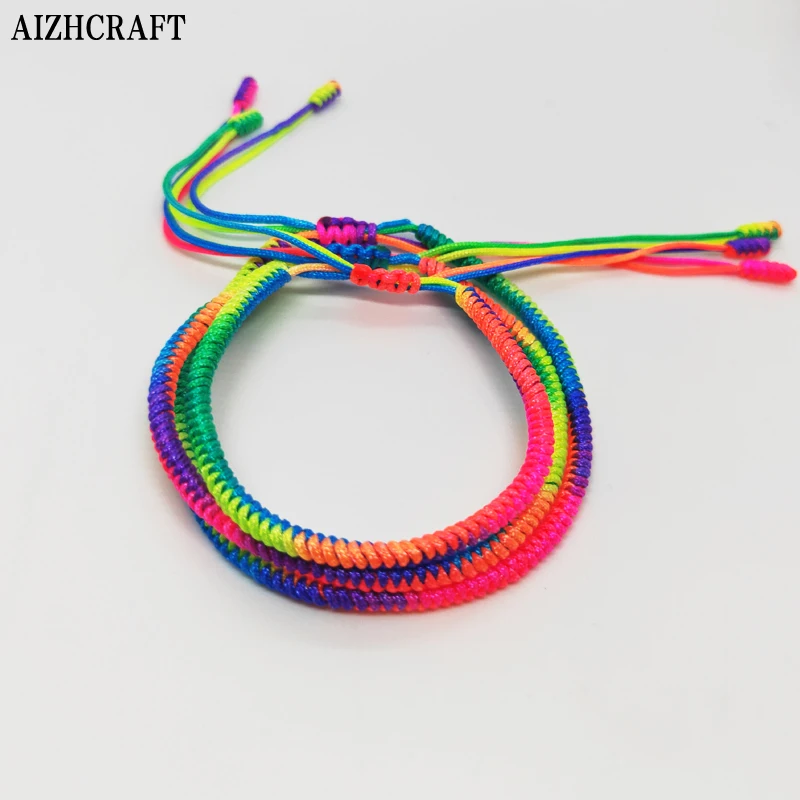 Браслеты-талисманы AIZHCRAFT яркие радужные буддийские любовные на удачу тибетские