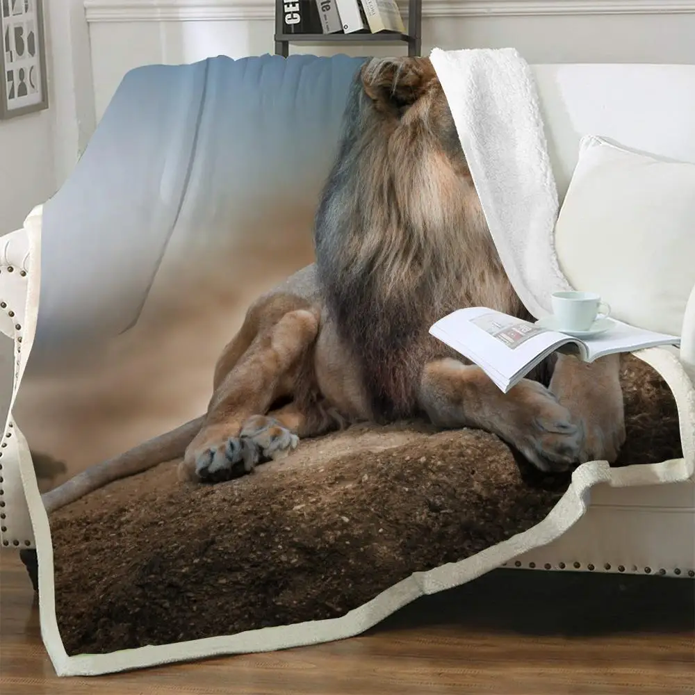 

NKNK Brank Lion Blanket Animal Plush Throw Blanket Landscape 3D Print Lonely Thin Quilt Sherpa Blanket New Vintage Pattern