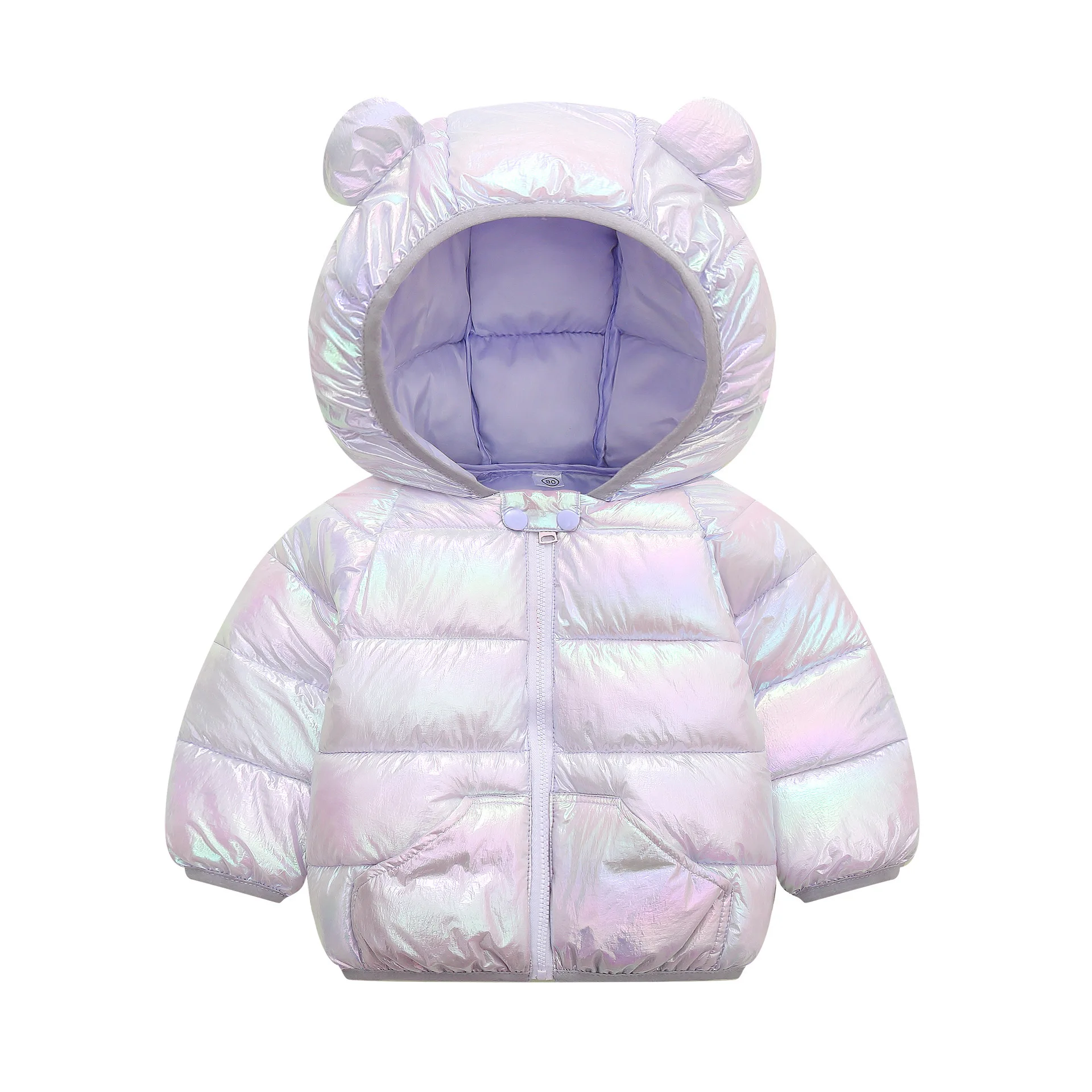 ZWY1512 Baby Girls Spring Jacket Kids Shiny Boys Fashion Coats With Hoodies Cute 2021 Winter Girls Clothing